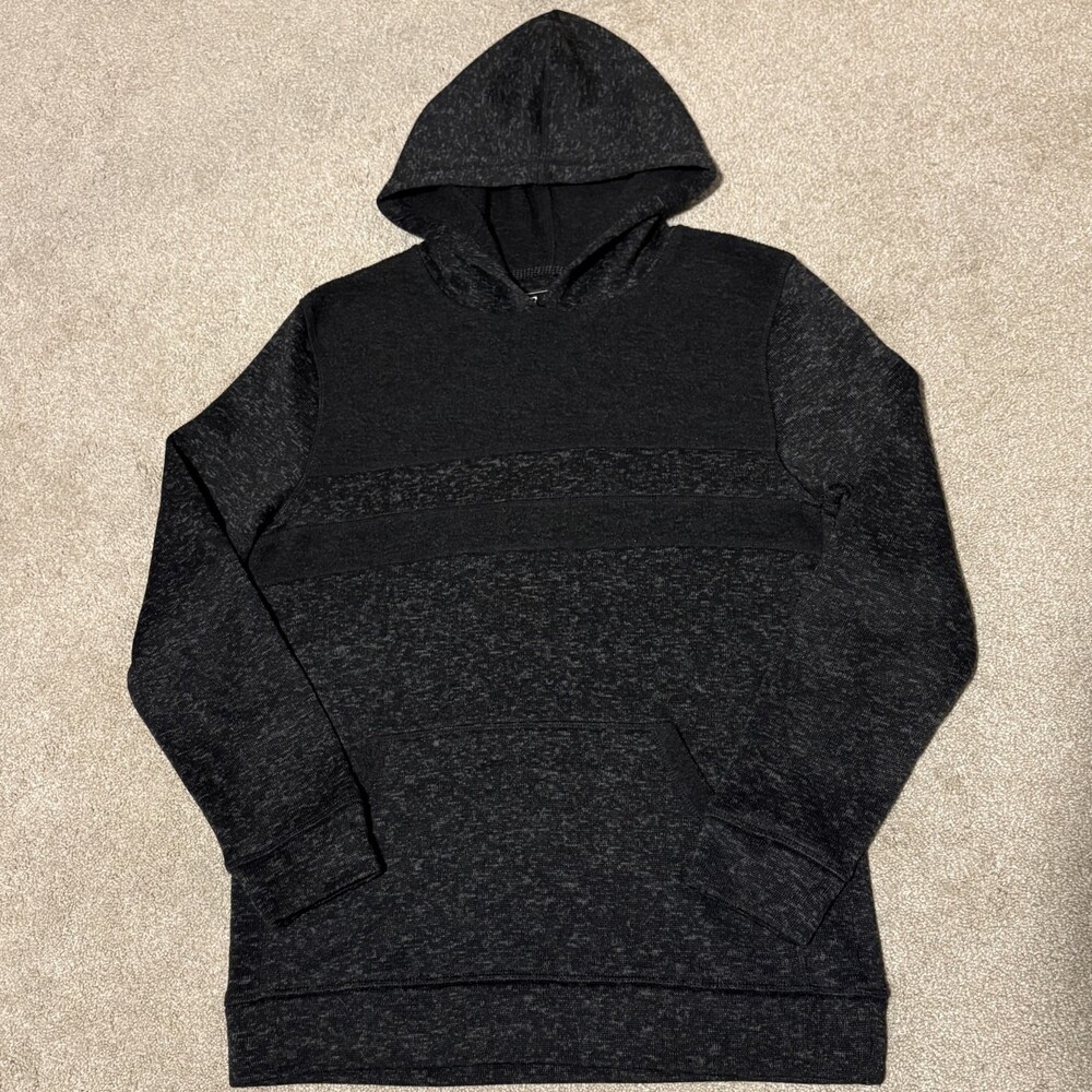 Buckle BKE Mens Soft Terry Black Hoodie Sweatshirt Pullover Charcoal Gray, Sz L